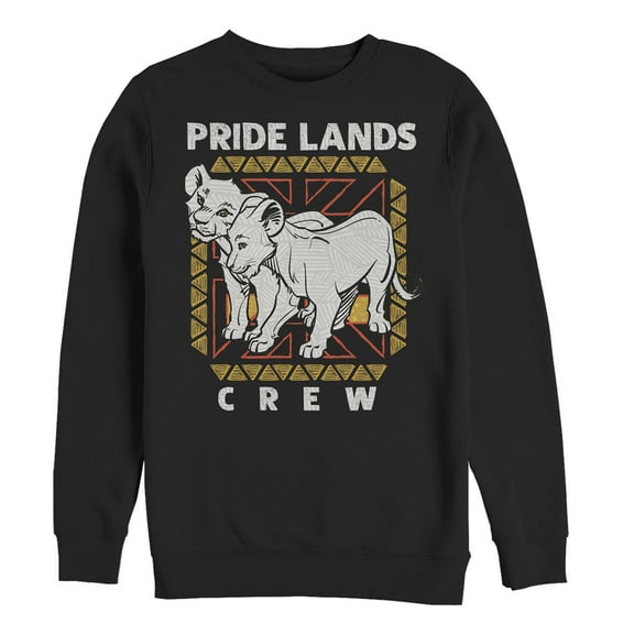 Men's Lion King Simba & Nala Pride Lands Crew  Sweatshirt Black Large