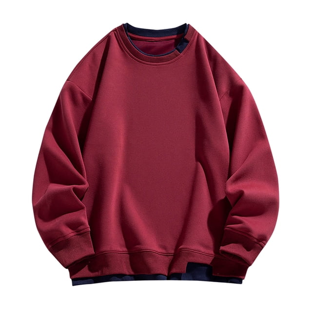 Sudaderas sin capucha para hombre, de manga larga, cuello redondo, en varios colores y a la moda, de poliéster.