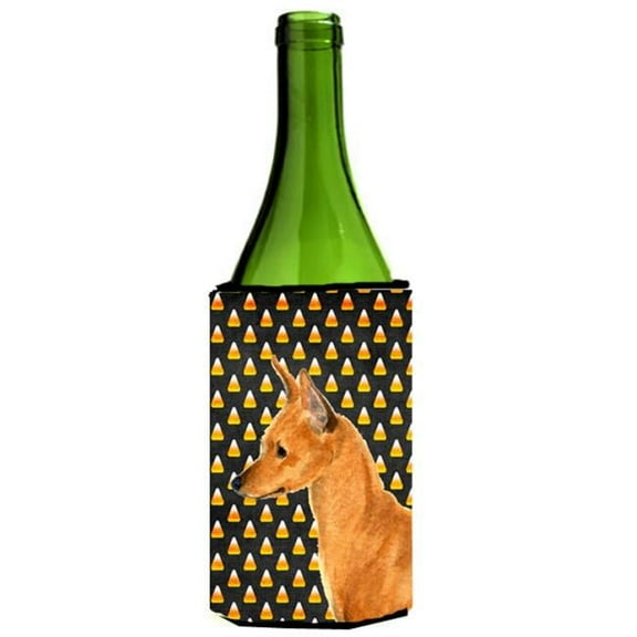 Min Pin Candy Corn Halloween Portrait Wine bottle sleeve Hugger - 24 Oz.