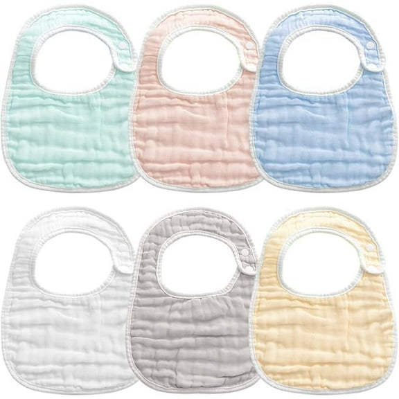 Muslin Baby Bibs【8 Pack/6 Pack】 Ultra Soft Absorbent, 100% Cotton Baby Bandana Drool Bibs Adjustable Snaps