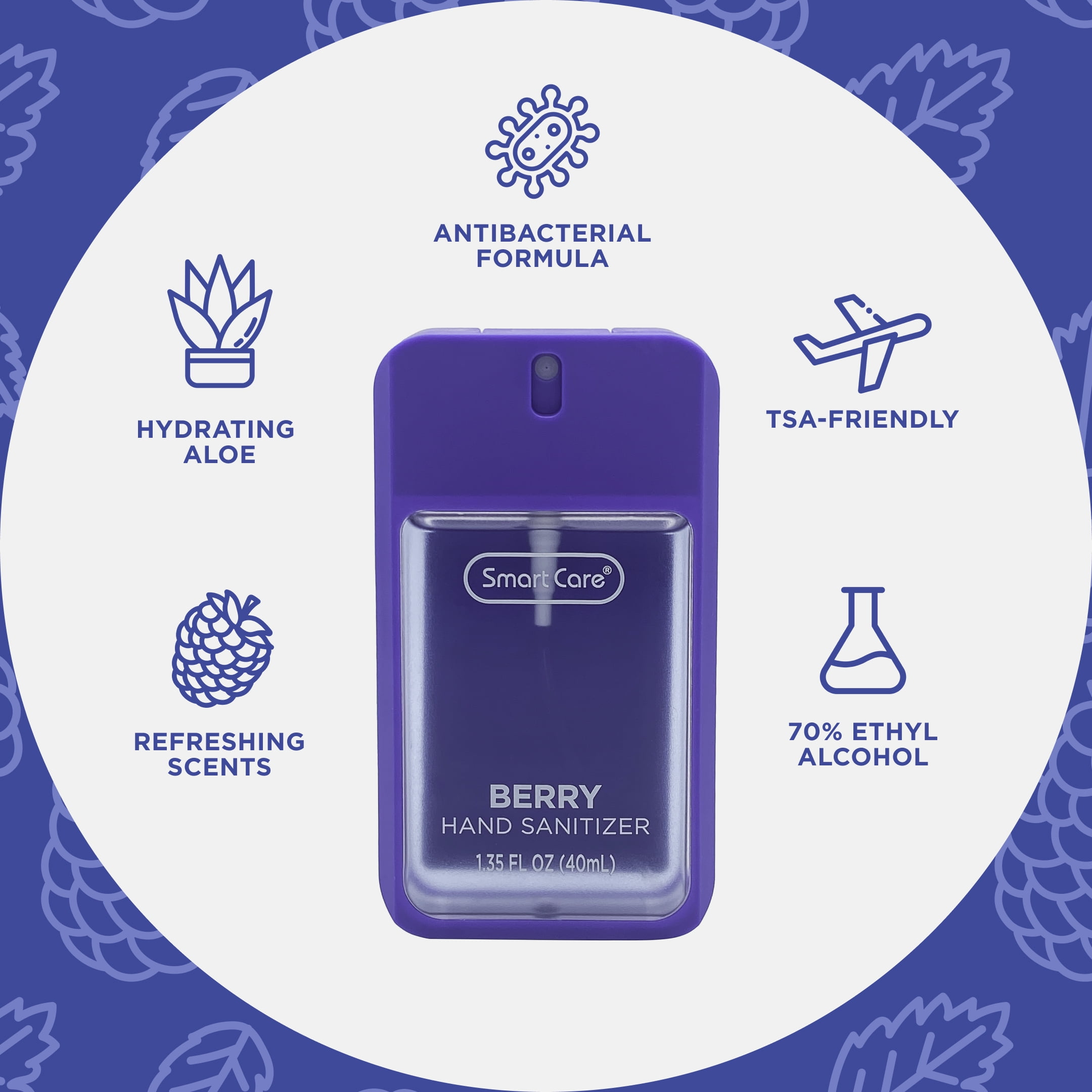 Smart Care Scented Hand Sanitizer Spray, Berry, 1.35 fl oz