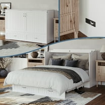 AFI Aspen Queen Murphy Bed Chest with 6" Mattress, Storage, & Built-in Charger, White