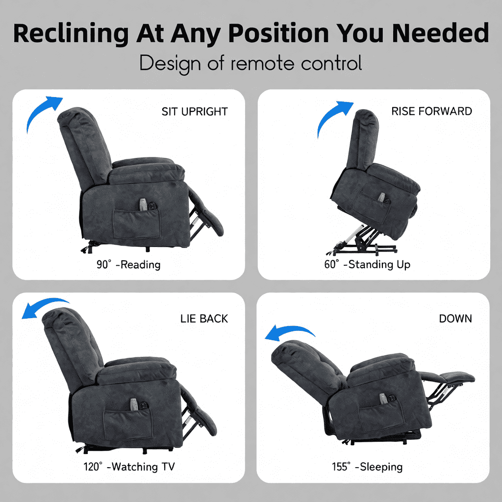 Segmart Power Lift Recliner Chair with Massage and Heating, Electric Adjustable Reclining Sofa Chair for Elderly, Velvet Fabric, Overstuffed Comfort with Side Pocket & USB Port, Gray