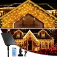thumbnail image 1 of Cascada de Luces Navideñas Energía Solar & USB-C, 10M 400 LEDs Navidad Exterior 8 Modos Temporizador Remoto Impermeable, para Navidad Decoración, Bodas, Fiestas, Habitación, Balcones, Jardin, 1 of 8