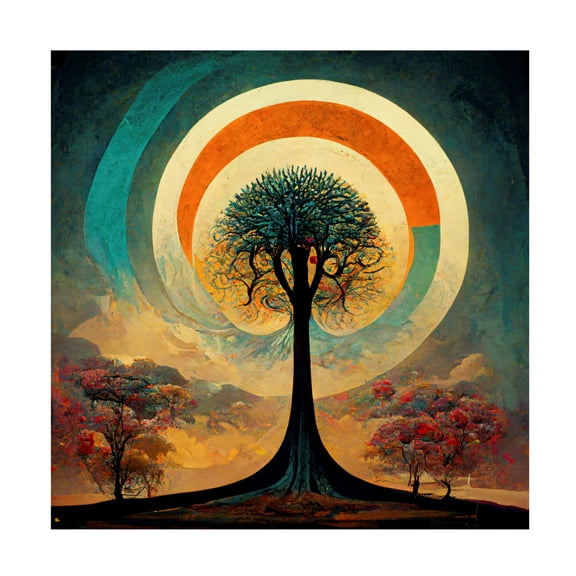 Canvas Wall Art - Ray Heere 'Tree Of Life 15' Wall Art for Living Room, Bedroom, or Office Décor by Trademark Fine Art - 14 x 14 Inches