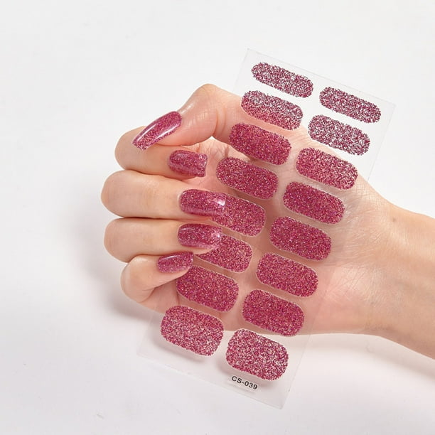 16pcs Mini Nail Stickers E, Stickers de Uñas Mini Solid Color Glossy Nail Art
