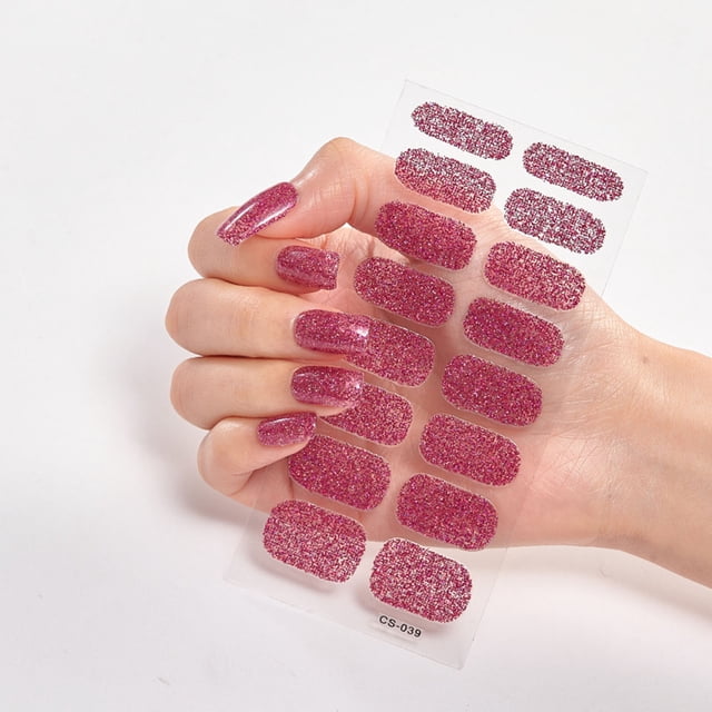 16pcs Mini Nail Stickers E, Stickers de Uñas Mini Solid Color Glossy Nail Art