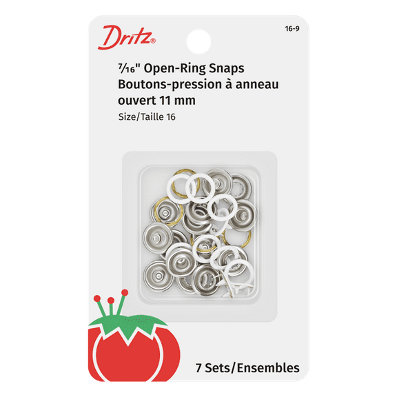 Dritz Snap Fasteners, Size 7/16", White, 7 sets