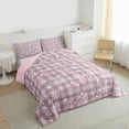 thumbnail image 4 of Manfei Xmas Snowflake Bedding Comforter Set,Geometric Plaid Twin Comforter Sets,Pink Gray Bedding Set For Girls,Ultra Soft Home Decor Reversible,2pcs, 4 of 9