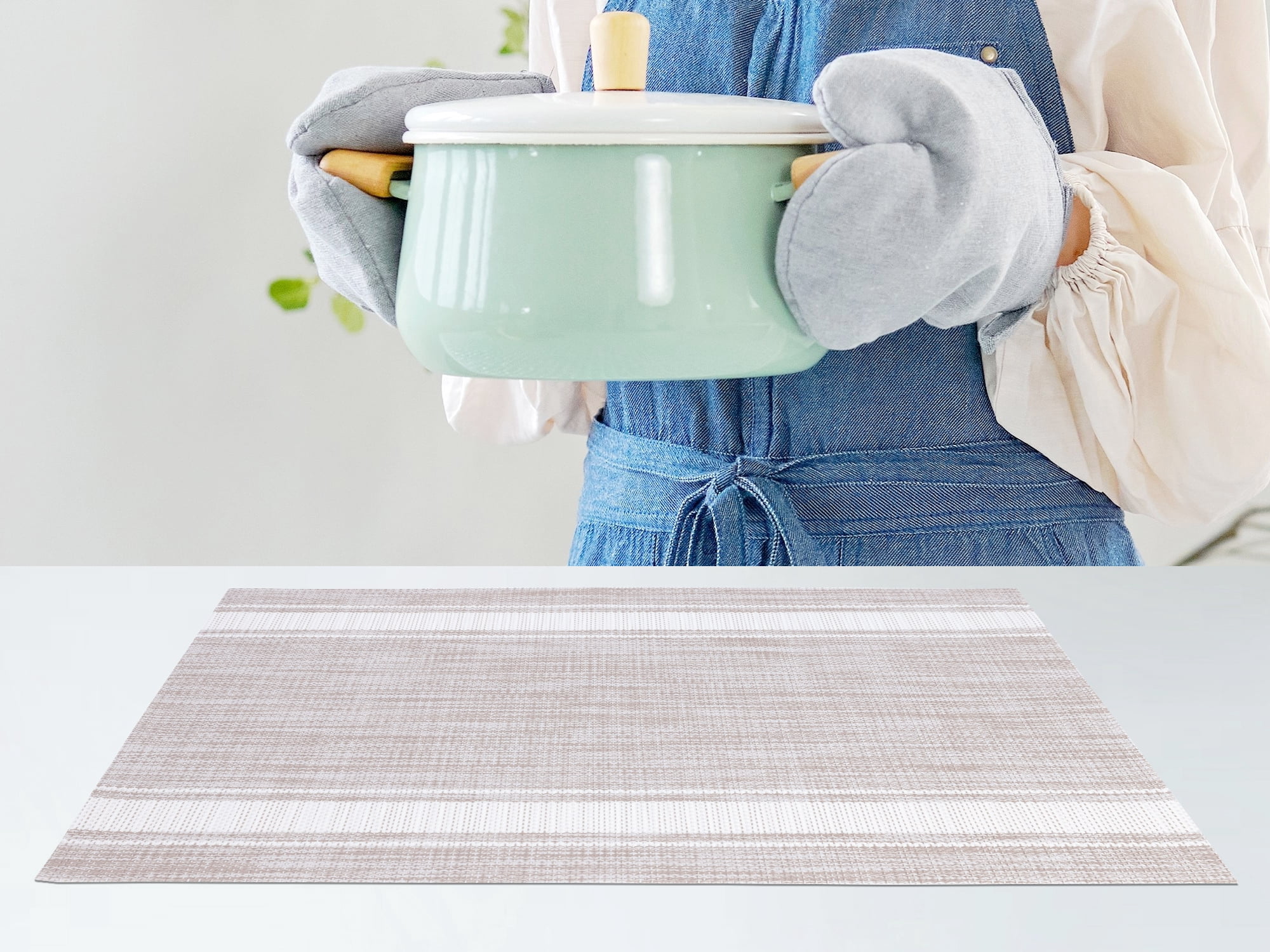 Unique Bargains Placemats Set of 6 Vinyl Placemats White