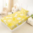 thumbnail image 5 of Manfei Cartoon Pug Paw Twin Sheets, Dog Bone Silhouette Bedding, Yellow White, 3 Pieces, 1 Flat Sheet, 1 Fitted Sheet and 1 Pillowcase, 5 of 6