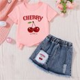 thumbnail image 4 of ITSAME Girls Outfit Sets, Crewneck Printed T-Shirts and Denim Skirts Summer Casual Clothes 2-Piece Pink Size 6, 4 of 6