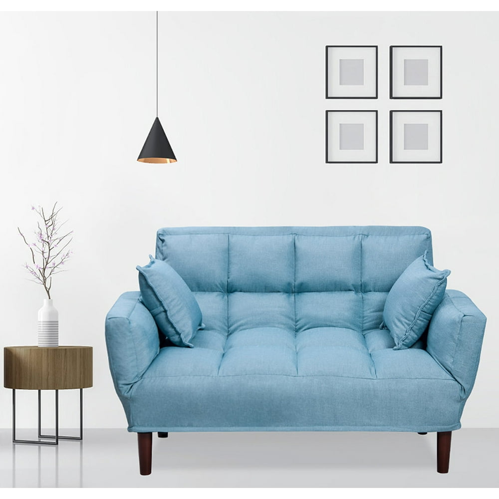 Harper & Bright Designs Adjustable Backrest Loveseat, Light Blue