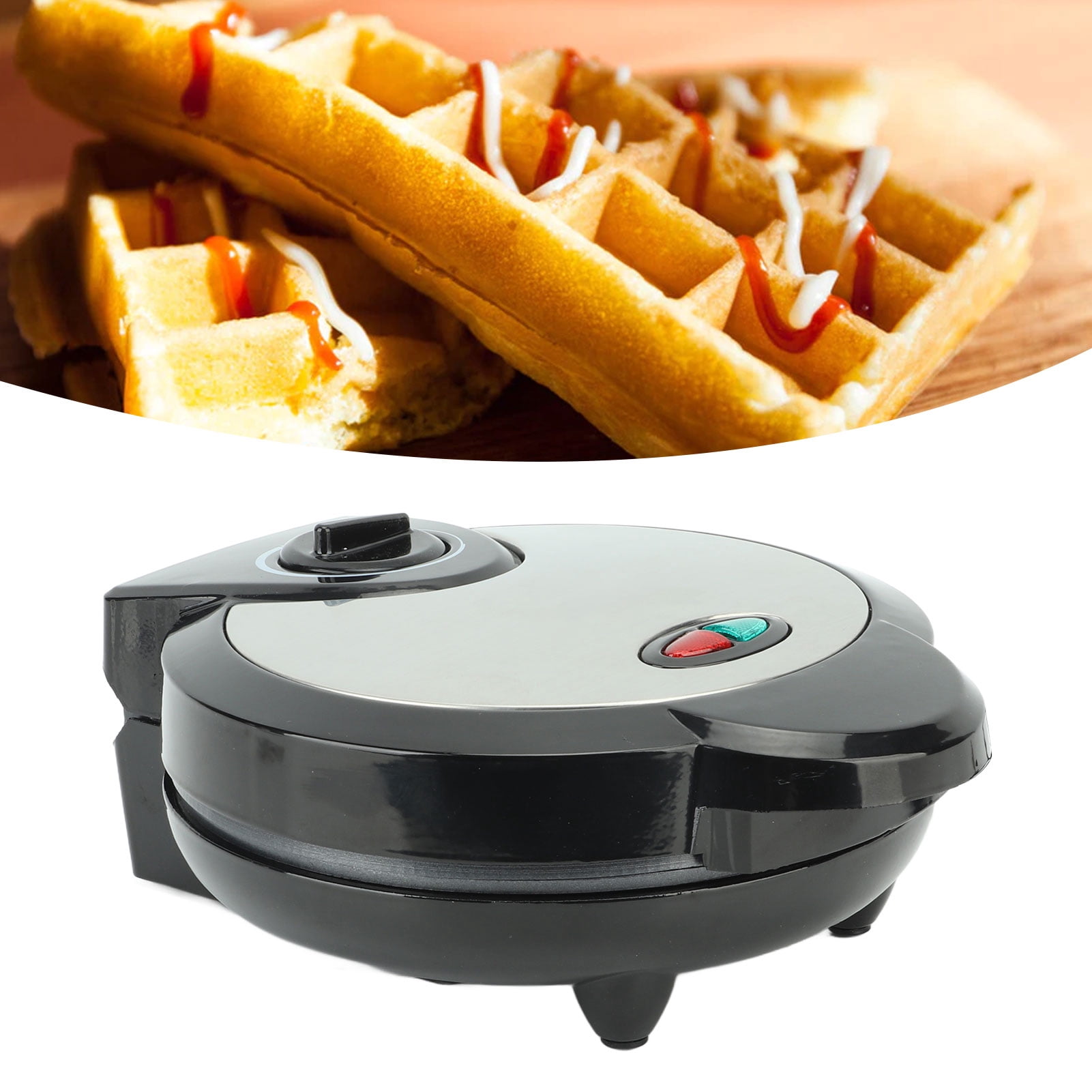 BIMZUC 3-in-1 Multifunctional Electric Waffle Maker Machine, Food Grade Safe Round Belgian Waffle Baker with Temperature Control, Cool Touch Handle EU Plug 220V (Classic Silver, 10.6 inches / 27 cm)
