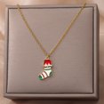 thumbnail image 1 of Collar esmaltado con dijes de circón de acero inoxidable para mujeres y hombres, muñeco de nieve, campana pequeña, colgante, cadena de eslabones, regalo de joyería de Navidad, 1 of 4