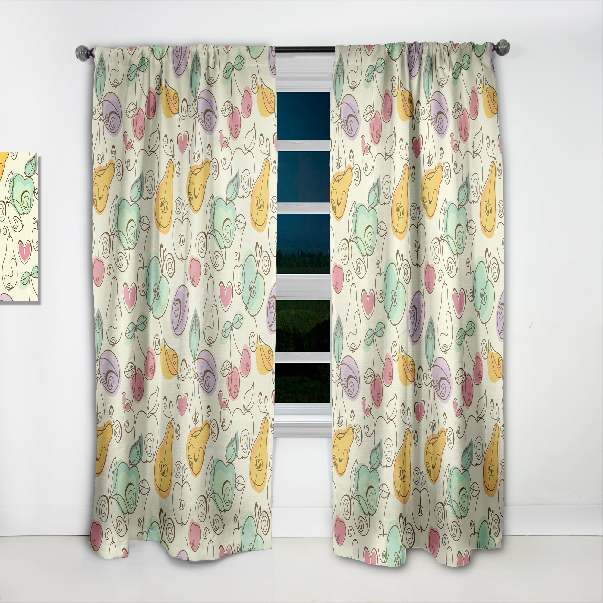 Designart 'Cherries and Apples Pears' Traditional Curtain Panel