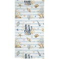 thumbnail image 5 of Beach Coastal Tablecloth, Rustic Striped Background Navy Blue Brown Seashells Coral Reefs Waterproof Fabric Farmhouse Tablecloths for Holiday Home Kitchen Dining Room, Rectangle(60x120in), 5 of 6