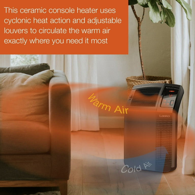 Lasko 1500W Electric Cyclonic Ceramic Room Space Heater with Timer,  CC24920, Black - Walmart.com