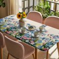 thumbnail image 3 of Blue Spring Floral Table Cloths for 6 Foot Rectangle Tables, Pink Flowers Butterfly Rustic Patio Waterproof Elastic Fitted Tablecloths, Washable Rectangular Table Cover for Camping, 3 of 8