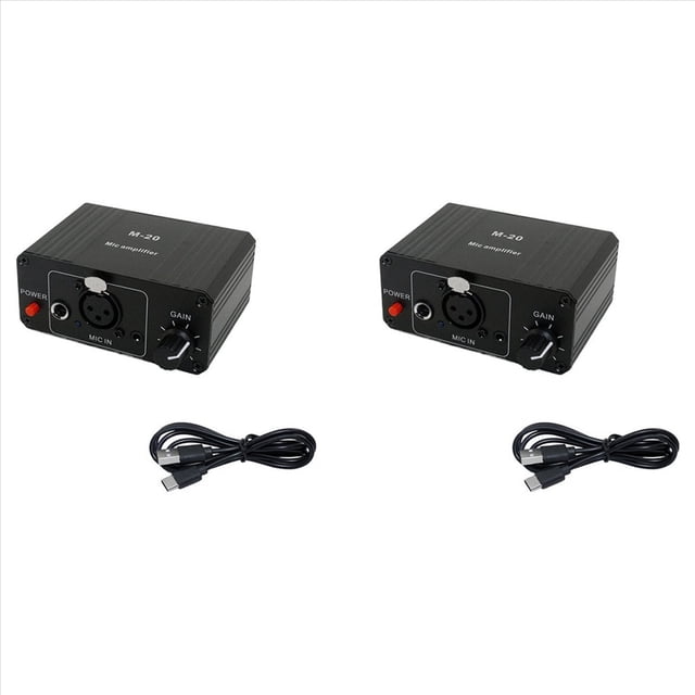 2X Amplificador de Micrófono de Condensador Dinámico M-20 Audio 48V Phantom Power Carga Negra para Tarjeta de Sonido en Altavoz C