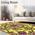 thumbnail image 2 of ODIKA 6'x9' Machine Washable Non-Slip Area Rug, Luxe Botanical Flourish Medallion Accent High Traffic Rug, Yellow, 619999, 2 of 7