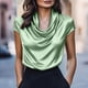 thumbnail image 2 of Camiseta de Manga Corta de Verano para las Mujeres Cuello de Vaca Color Sólido Casual, Camisetas de Manga Corta de las Mujeres Casual Elegante de Uso Diario, 2 of 7