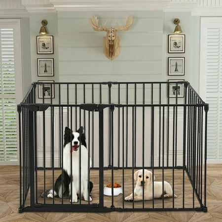 Topcobe 6 Panel Play Yard for Kids Baby, Lightweight Panel Play Activity Centre Yard, Safety Gate, Sturdy Play Pen Indoor for Toddler, Black