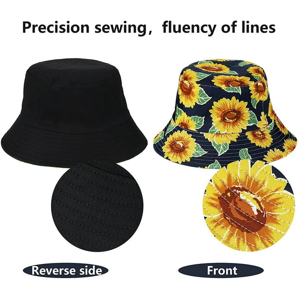 3 Pieces Sunflower Bucket Hat Foldable Summer Travel Hats Sun