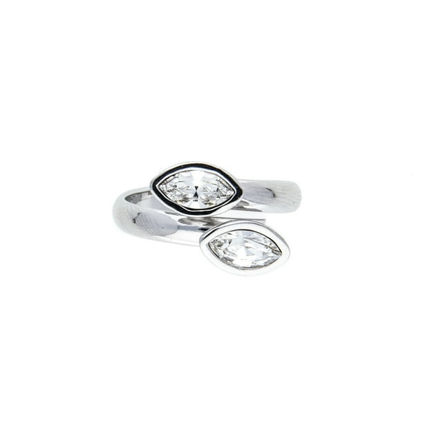 Anillo para Mujer con Cristal Fino Swarovski Navette– Bañado en Rodio– Anillo Elegante y Brillante-Aretes de Mujer de Moda, Joyería para Mujer de Moda– Regalo especial Ortiz Espinosa Temporada