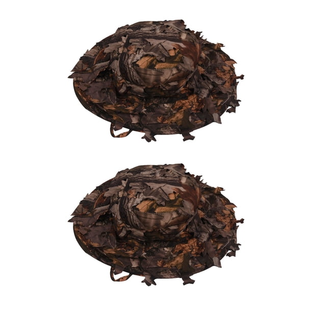 2X Sombrero de Caza de Camuflaje con Bionic 3D Gorra de Caza de Hojas de árbol Real Sombrero de Pesca para Exteriores