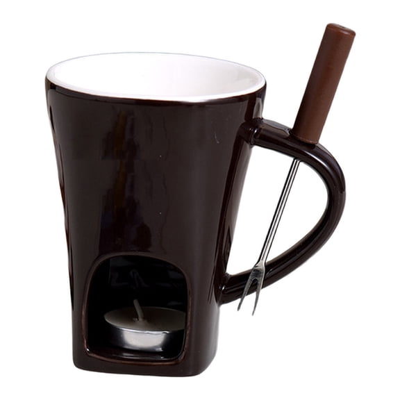 JUANCHENG Chocolate Fondue Cup Fondue Cup with Fork, Melting Pot for Christmas Cookies Coffee color