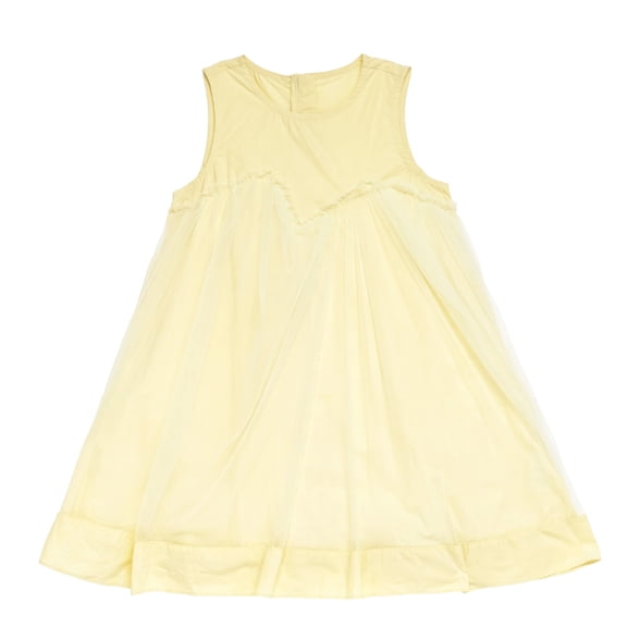 NIPAXO Girls Sleeveless Tulle Summer Long Dress with Chiffon Skirt, Beige, 4-5Y