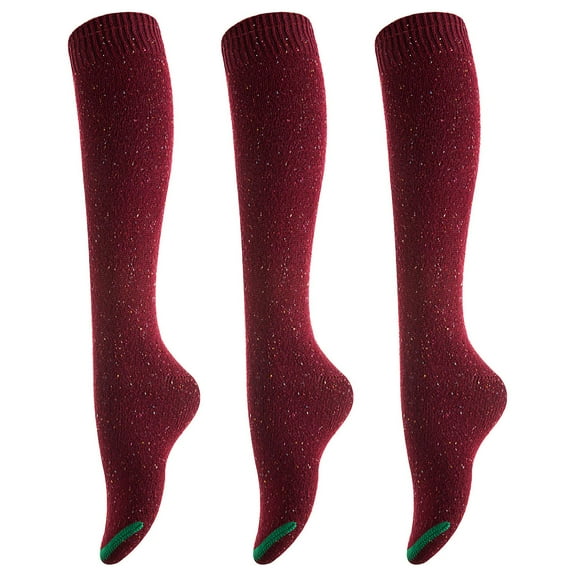 Lovely Annie Women's 3 Pairs Pack Knee-High High Crew Cotton Boot Socks Size(Wine)
