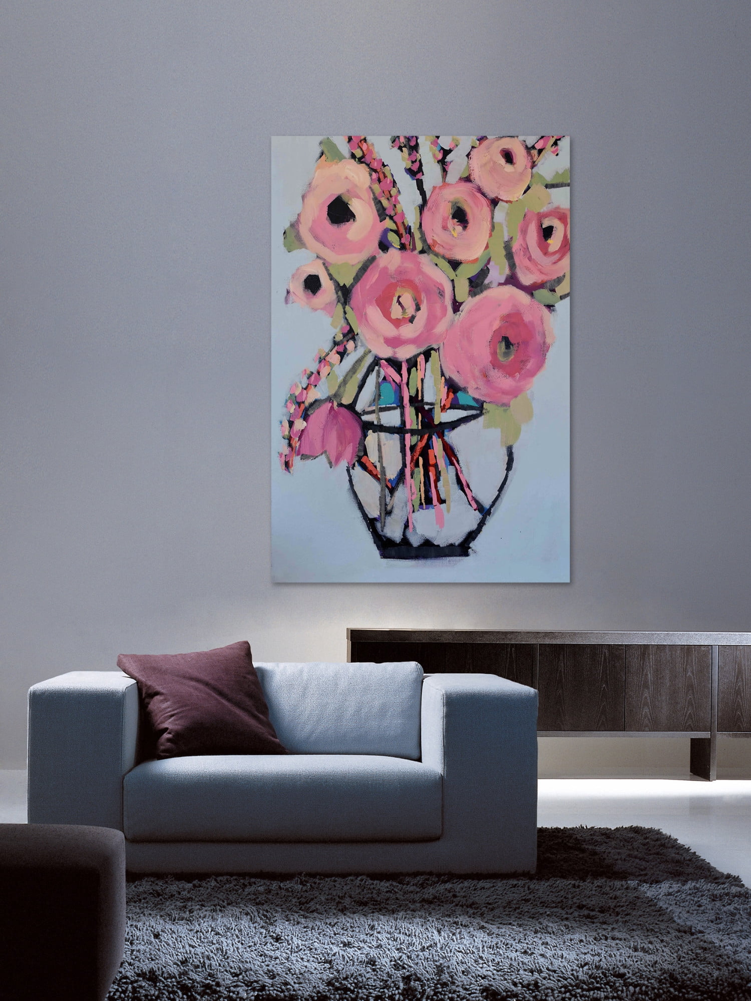 Marmont Hill "Lots of Pink Flowers" by Michelle Rivera Painting Print on Wrapped Canvas
