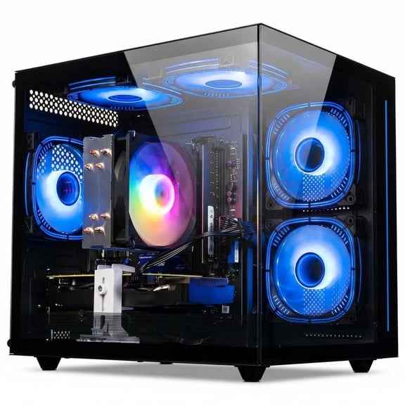 Zhicgcp Gaming Desktop Pc, Amd Ryzen 5 4500,Radeon RX 6500 Graphics, 512GB SSD, 16GB Ram, Windows 11 Home