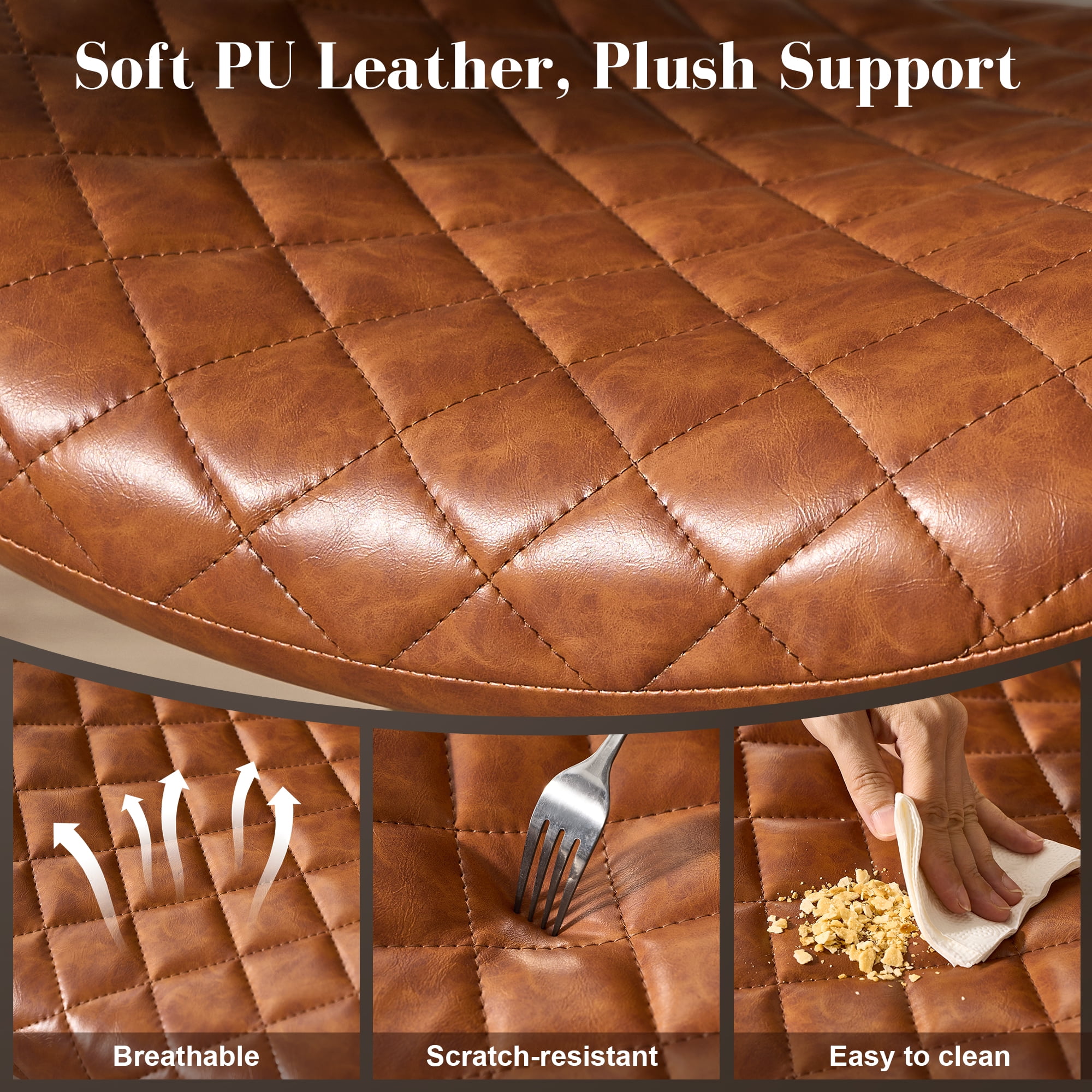Toject Office Chair, Executive Desk Chair with Lumbar Support, Comfy Office Chair Adjustable Height Rolling Swivel Chair, Computer Chair Task Chair for Office Area, PU Leather, Brown