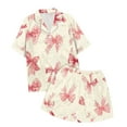 thumbnail image 5 of Ensemble de Pyjama 2 Pcs pour Fille Bébé Tenue Rose à Emporter pour Enfants Imprimé Graphique Chemise à Manches Courtes à Boutons Shorts Ensemble de Pyjama, 5 of 5
