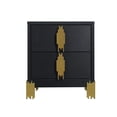 thumbnail image 5 of Benjara Theo Nightstand- 2 Drawers- Retro Gold Handles and Black Wood- 25 Inch, 5 of 6