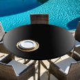 thumbnail image 6 of Round Table Cover 55-60 Inch Ombre Black Gray Waterproof Reusable Table Cloth Round Fitted Vinyl Tablecloth with Elastic Edged for Parties Outdoors, Solid Color Gradient Minimalist Modern, 6 of 9