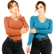 thumbnail image 1 of Set De Dos Sueteres Unitalla para Mujer Casual Sweater Dama Diseño Canale de Moda A Relieve Abrigo Ligero Cuello V Invierno Blusa Manga Larga Multilooks Elegante o Casual, 1 of 5
