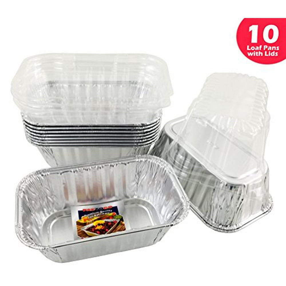 Pactogo Disposable 1 lb. Aluminum Foil Mini Loaf Pans with Clear Dome