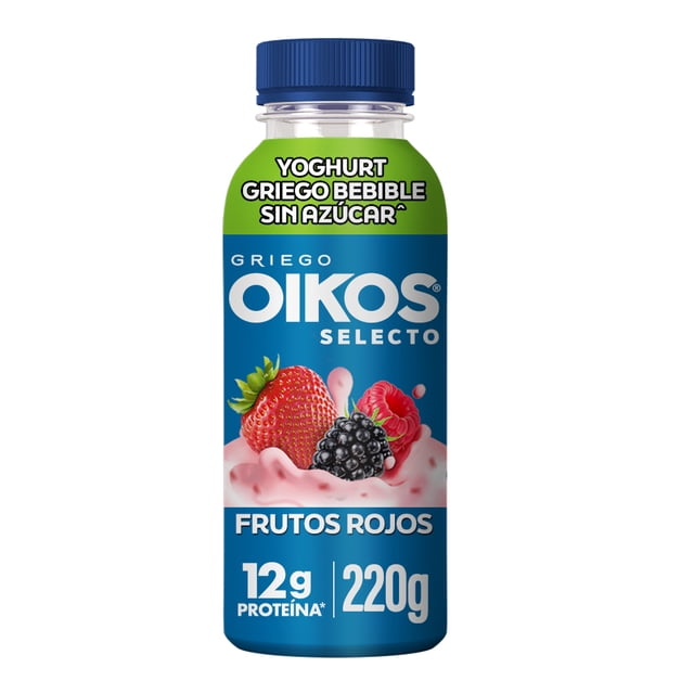 Yogurt Griego Bebible Oikos Selecto Frutos Rojos Sin Azúcar Añadida 12g De Proteína 220g