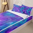 thumbnail image 3 of Erosebridal Galaxy Peacock Feather Zipper Queen Comforter Set with Fitted Sheet and 2 Pillowcases,Purple Blue Cosmic Magical Night Sky Zipper Bedding Set For Adults,Reversible,4-Piece, 3 of 7