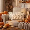 thumbnail image 5 of Sm:)e Halloween Goost Plush Faux Fur Jacquard Throw Pillow Cover 12x20 Inch Beige, Set of 2 Silky Soft Seasonal Cushion Case for Sofa Couch, 5 of 7