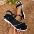 thumbnail image 2 of Miluxas Women's Rhinestone Strap Flat Sandals, Open Toe Ankle Buckle Casual Shoes, Lightweight Comfortable Summer Sandals Black 6(37), 2 of 9