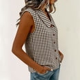 thumbnail image 4 of Women Gingham Button Down Slim Sleeveless Blouse Plaid Top Summer Henley Neck Tank Vest Spring Summer Clothes, 4 of 7