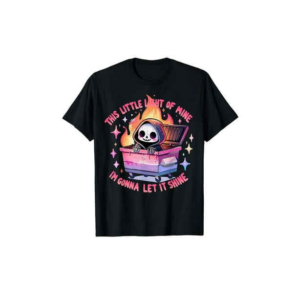 Halloween T-Shirt - Funny Groovy This Little Light-of-Mine Lil Dumpster Fire Crew Neck Tee | Stylish Print, Casual & Comfortable | Ideal for Summer, Spring, Fall, and Daily Wear