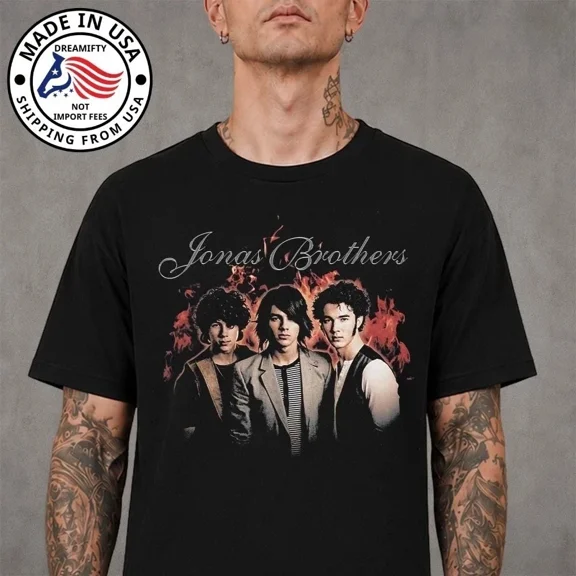 Jonas Brothers The Burning Up Tour All Over Again 2026 Flames Portrait T-Shirt