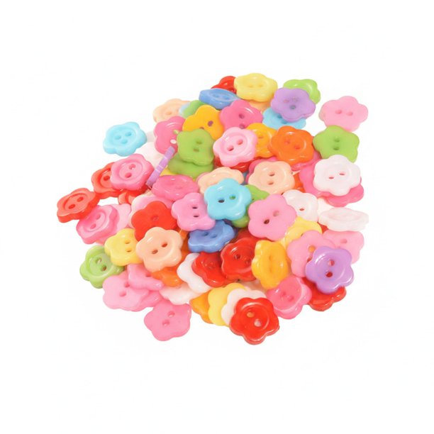 100 botones de costura de colores con 2 agujeros para ropa y confección de prendas de vestir. Plum Bossom