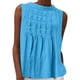 thumbnail image 3 of Tops para mujer,Blusa de lino para mujer, blusa plisada con cuello en V, mezcla de algodón y lino, camiseta holgada de manga larga para uso informal, sopatenor, 3 of 9